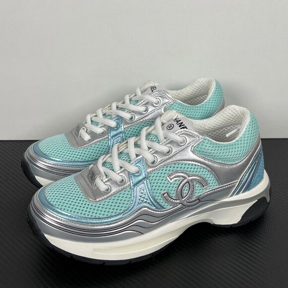 Soft Chanel Women's Silver Sneakers - Picture 1 of 7